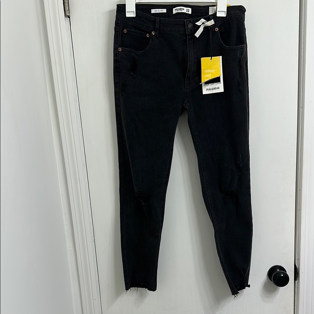 Pull&Bear Distressed Black Women's Jeans Size 10 NWT